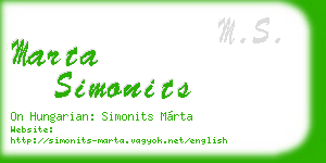 marta simonits business card